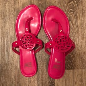 Pink Leather Flip Flops